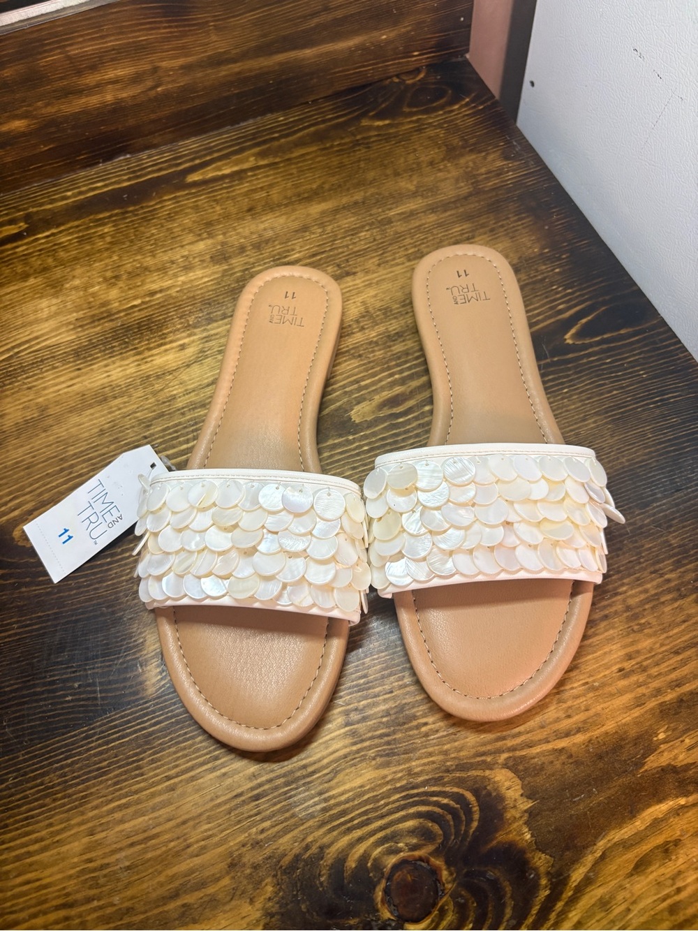 Time and tru white sandals size 11